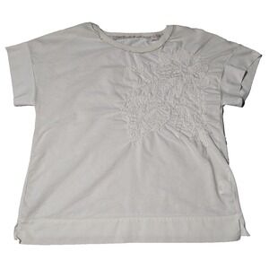 TONET Women‎ 44 (US 8) White Cotton Viscose Embroidered Blouse Made In Italy